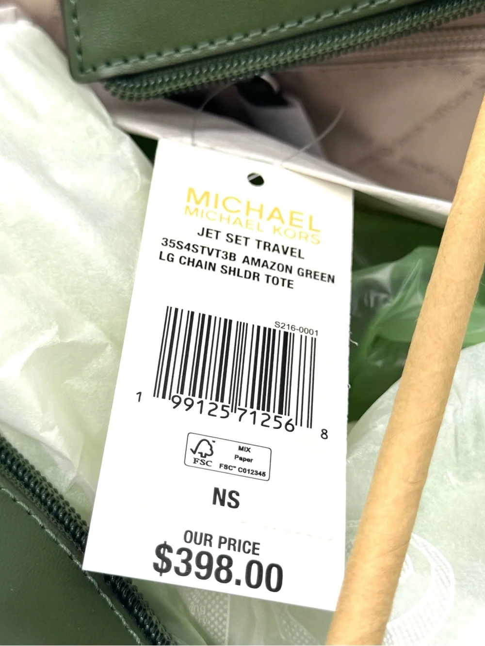 Michael Kors Jet Set Large Signature Logo Shoulder Bag - Amazon Green